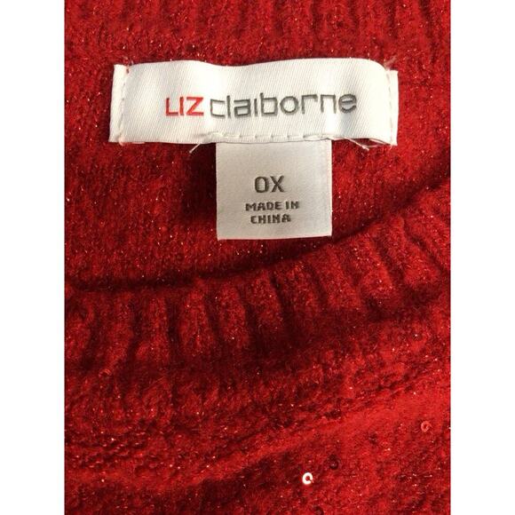 Liz Claiborne Sequin Red Sweater Size 0X - Picture 6 of 10